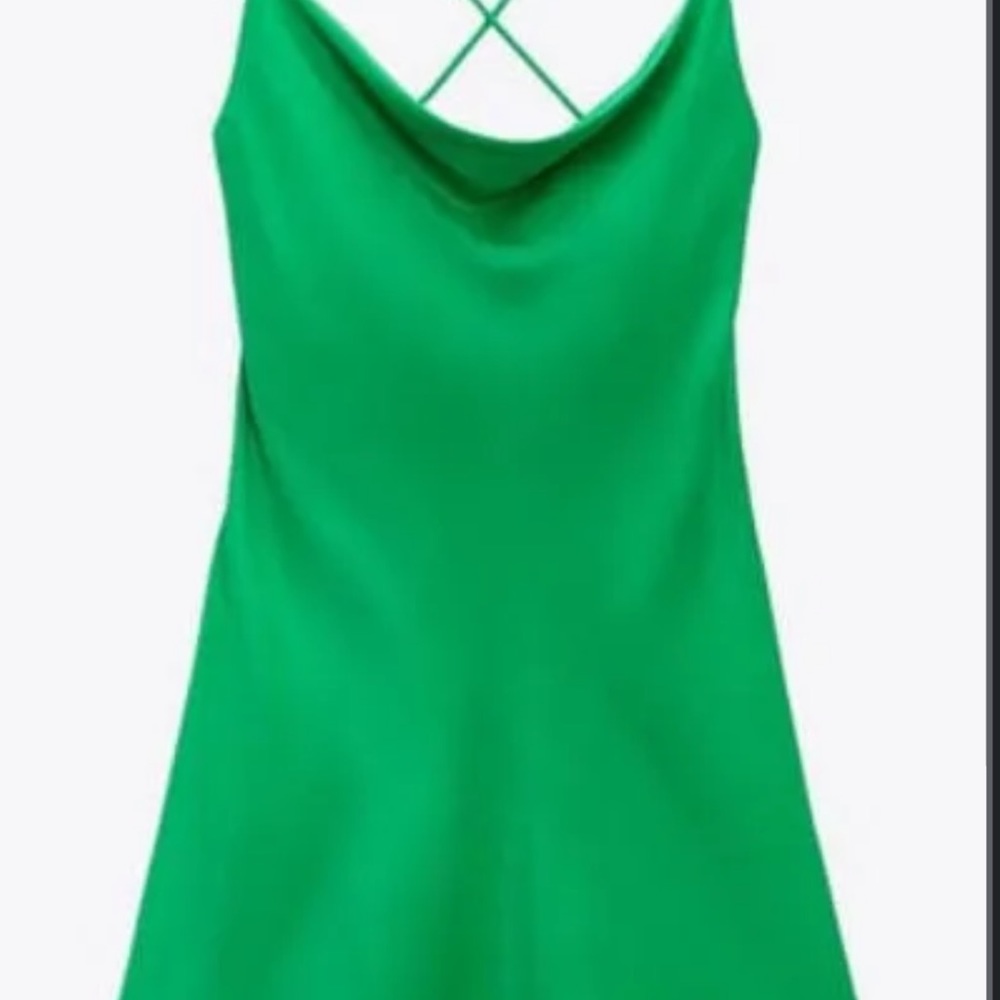 Zara Satin Green Mini Dress